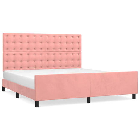 Bedframe met hoofdeinde fluweel roze 180x200 cm