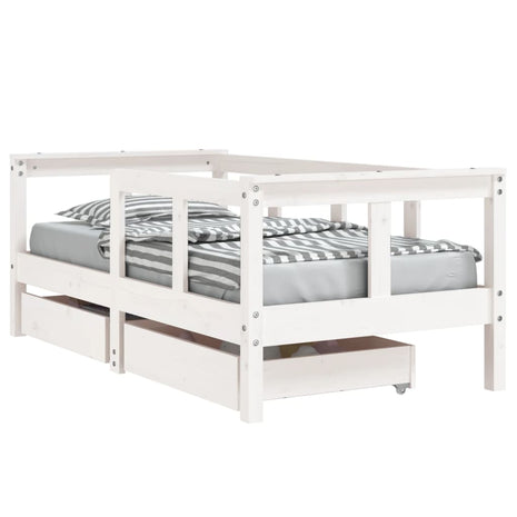 Kinderbedframe met lades 70x140 cm massief grenenhout wit