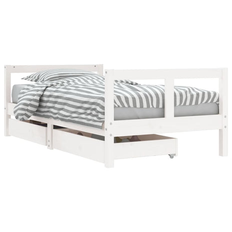 Kinderbedframe met lades 80x160 cm massief grenenhout wit