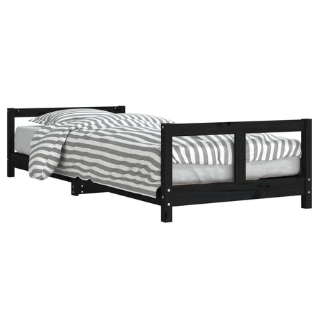 Kinderbedframe 80x200 cm massief grenenhout zwart