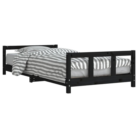 Kinderbedframe 90x200 cm massief grenenhout zwart