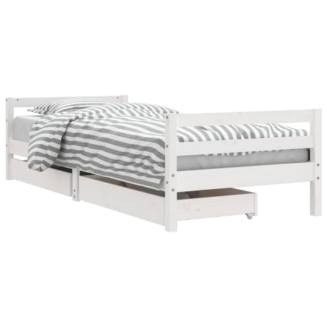 Kinderbedframe met lades 80x200 cm massief grenenhout wit