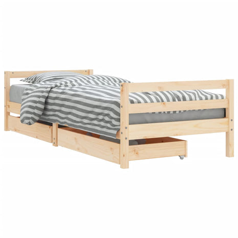 Kinderbedframe met lades 90x200 cm massief grenenhout