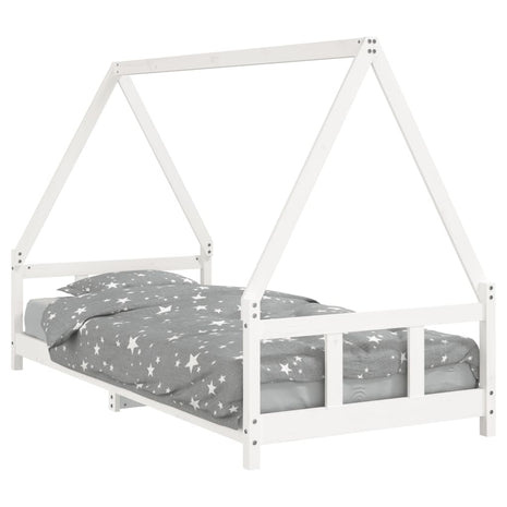 Kinderbedframe 90x200 cm massief grenenhout wit