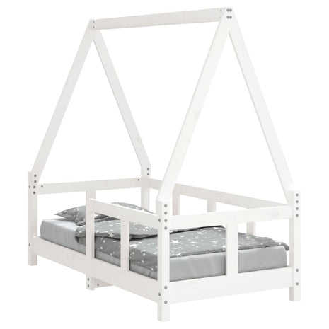 Kinderbedframe 70x140 cm massief grenenhout wit