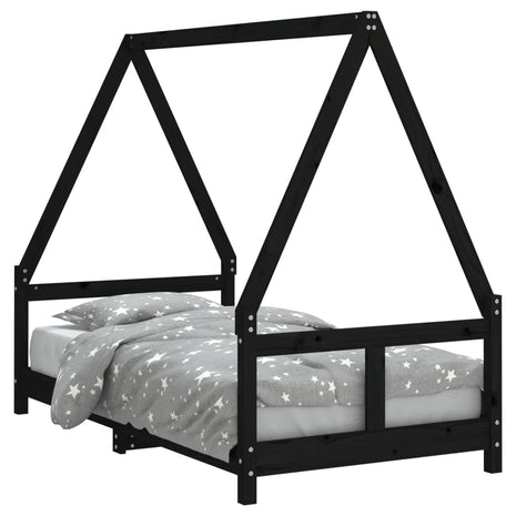 Kinderbedframe 80x160 cm massief grenenhout zwart