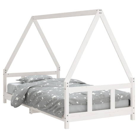 Kinderbedframe 90x190 cm massief grenenhout wit