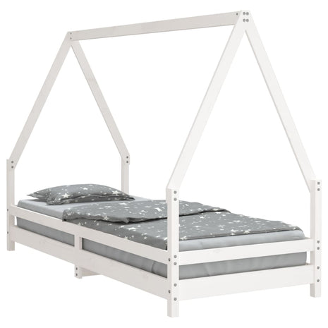 Kinderbedframe 80x200 cm massief grenenhout wit