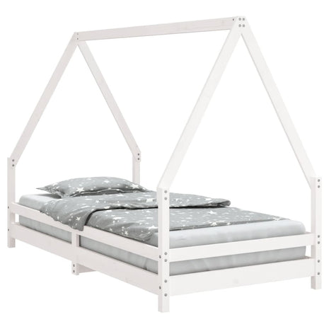 Kinderbedframe 90x190 cm massief grenenhout wit