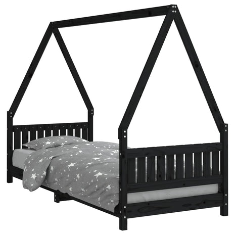 Kinderbedframe 80x200 cm massief grenenhout zwart