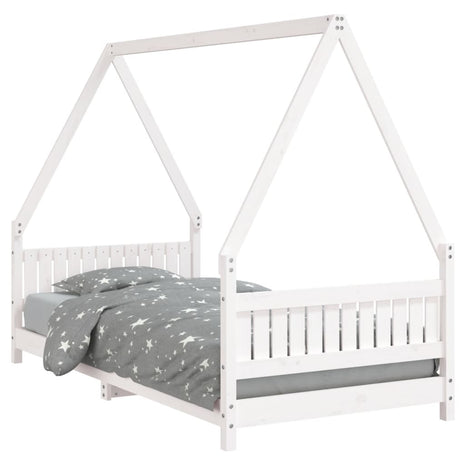 Kinderbedframe 90x190 cm massief grenenhout wit