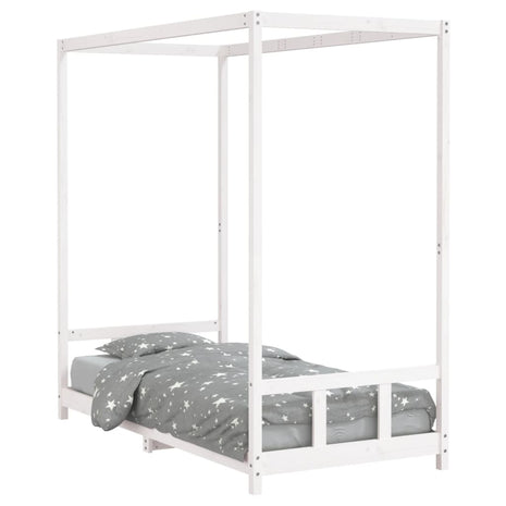 Kinderbedframe 90x190 cm massief grenenhout wit