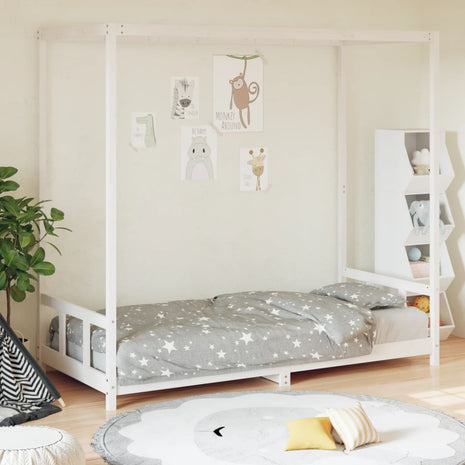 Kinderbedframe 90x190 cm massief grenenhout wit