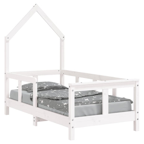 Kinderbedframe 70x140 cm massief grenenhout wit