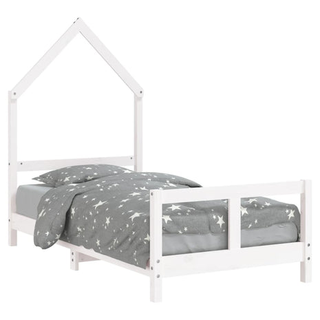 Kinderbedframe 80x160 cm massief grenenhout wit