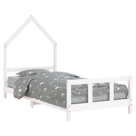 Kinderbedframe 90x190 cm massief grenenhout wit