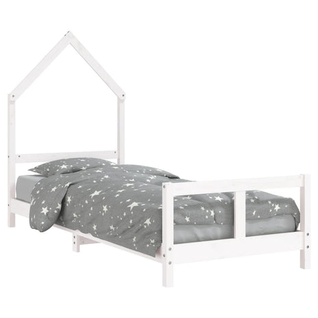 Kinderbedframe 80x200 cm massief grenenhout wit