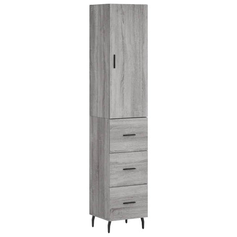 Hoge kast 34,5x34x180 cm bewerkt hout grijs sonoma eikenkleurig