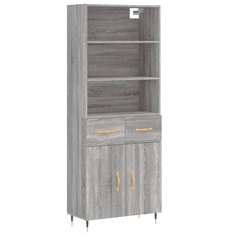 Hoge kast 69,5x34x180 cm bewerkt hout grijs sonoma eikenkleurig