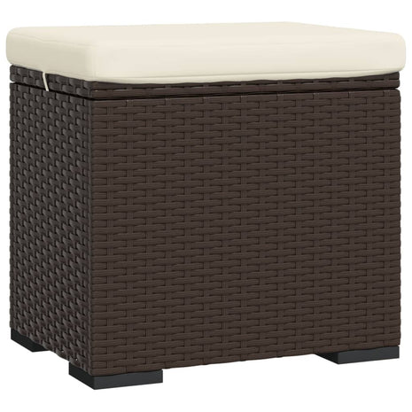 Hocker met kussen 40x30x40 cm poly rattan bruin