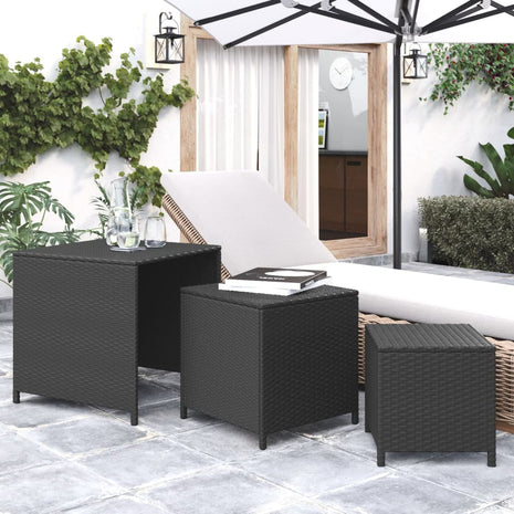 Tafeltjesset 3 st poly rattan zwart