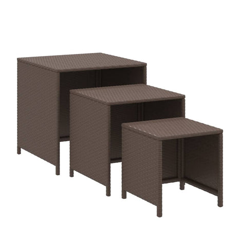 Tafeltjesset 3 st poly rattan bruin