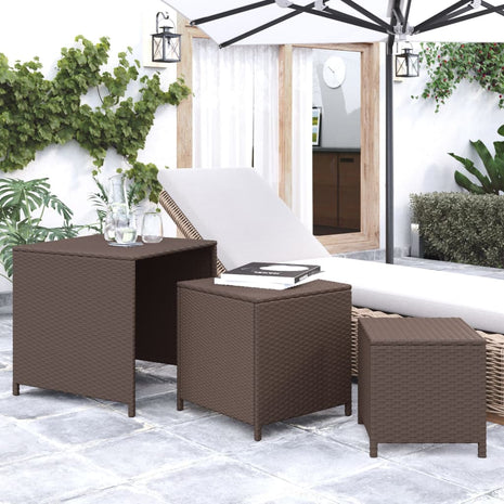 Tafeltjesset 3 st poly rattan bruin