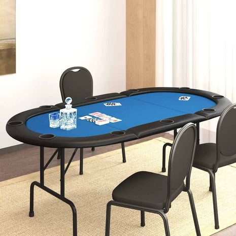 Pokertafel voor 10 spelers inklapbaar 207x106x76 cm blauw