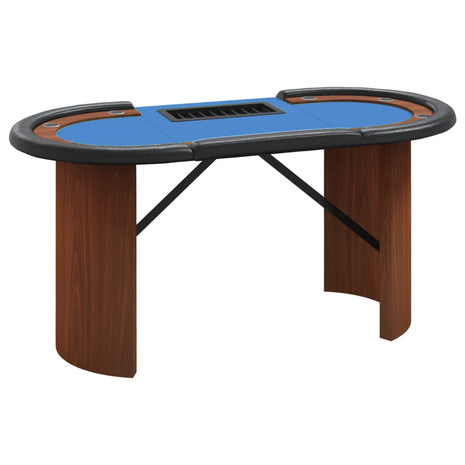 Pokertafel voor 10 spelers met fichebak 160x80x75 cm blauw