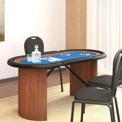 Pokertafel voor 10 spelers 160x80x75 cm blauw