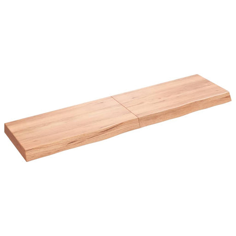 Wandschap 120x30x(2-6)cm behandeld massief eikenhout lichtbruin