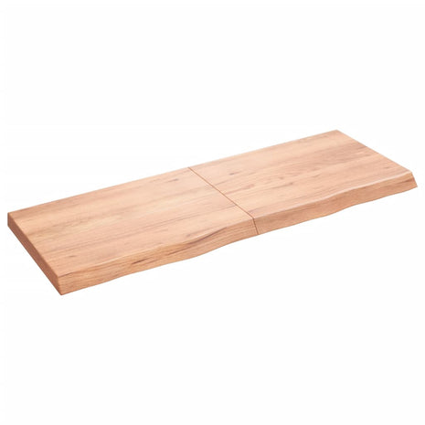 Wandschap 140x50x(2-6)cm behandeld massief eikenhout lichtbruin