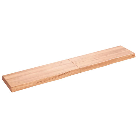 Wandschap 160x30x(2-6)cm behandeld massief eikenhout lichtbruin