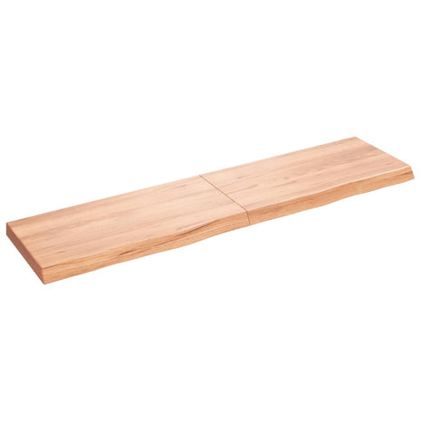 Wandschap 160x40x(2-6)cm behandeld massief eikenhout lichtbruin