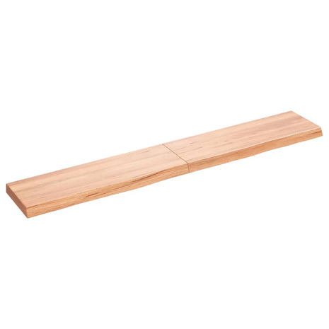 Wandschap 180x30x(2-6)cm behandeld massief eikenhout lichtbruin