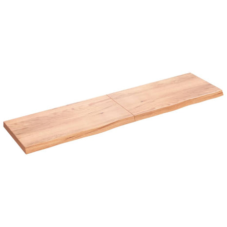 Wandschap 200x50x(2-6)cm behandeld massief eikenhout lichtbruin