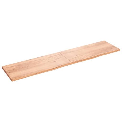 Wandschap 220x50x(2-4)cm behandeld massief eikenhout lichtbruin