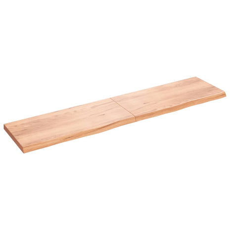 Wandschap 220x50x(2-6)cm behandeld massief eikenhout lichtbruin