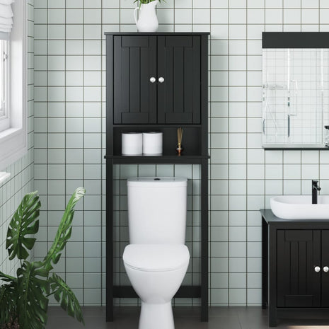 Toiletmeubel BERG 60x27x164,5 cm massief hout zwart