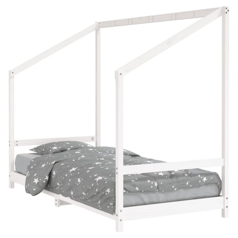 Kinderbedframe 90x200 cm massief grenenhout wit