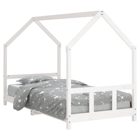 Kinderbedframe 90x200 cm massief grenenhout wit