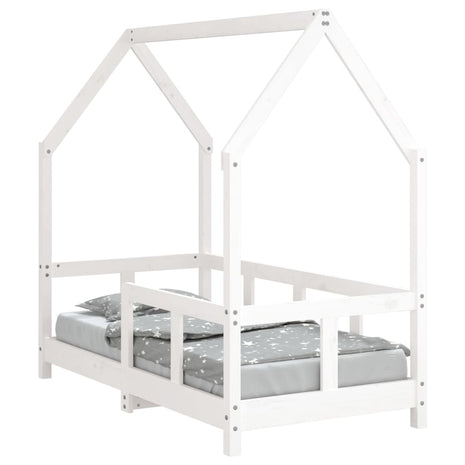 Kinderbedframe 70x140 cm massief grenenhout wit