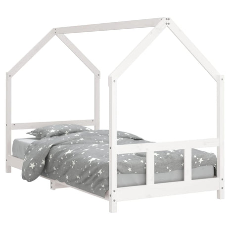 Kinderbedframe 90x190 cm massief grenenhout wit