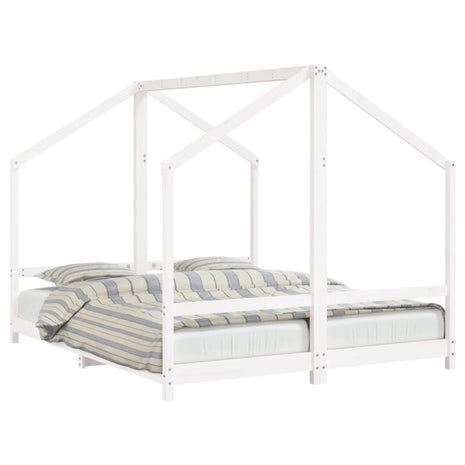 Kinderbedframe 2x(80x200) cm massief grenenhout wit