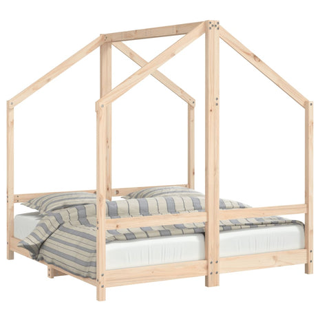 Kinderbedframe 2x(70x140) cm massief grenenhout