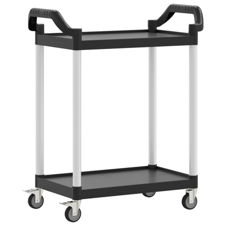 Trolley 2-laags 81x41x92 cm aluminium zwart