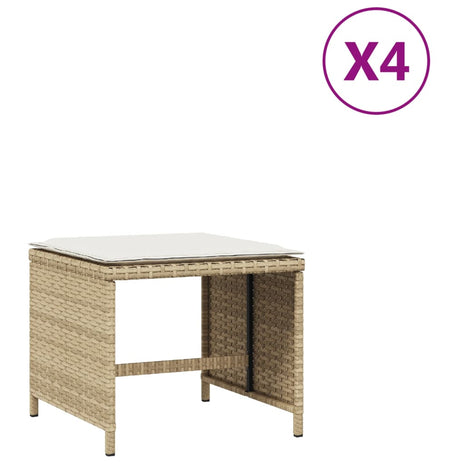 Tuinkrukken 4 st met kussens 41x41x36 cm poly rattan beige