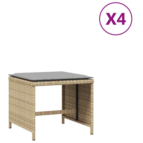 Tuinkrukken 4 st met kussens 41x41x36 cm poly rattan beige