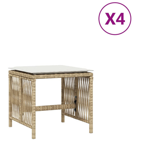 Tuinkrukken 4 st met kussens 41x41x36 cm poly rattan beige