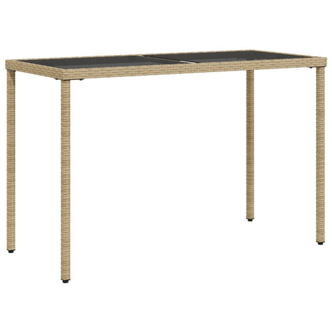 Tuintafel met glazen blad 115x54x74 cm poly rattan beige